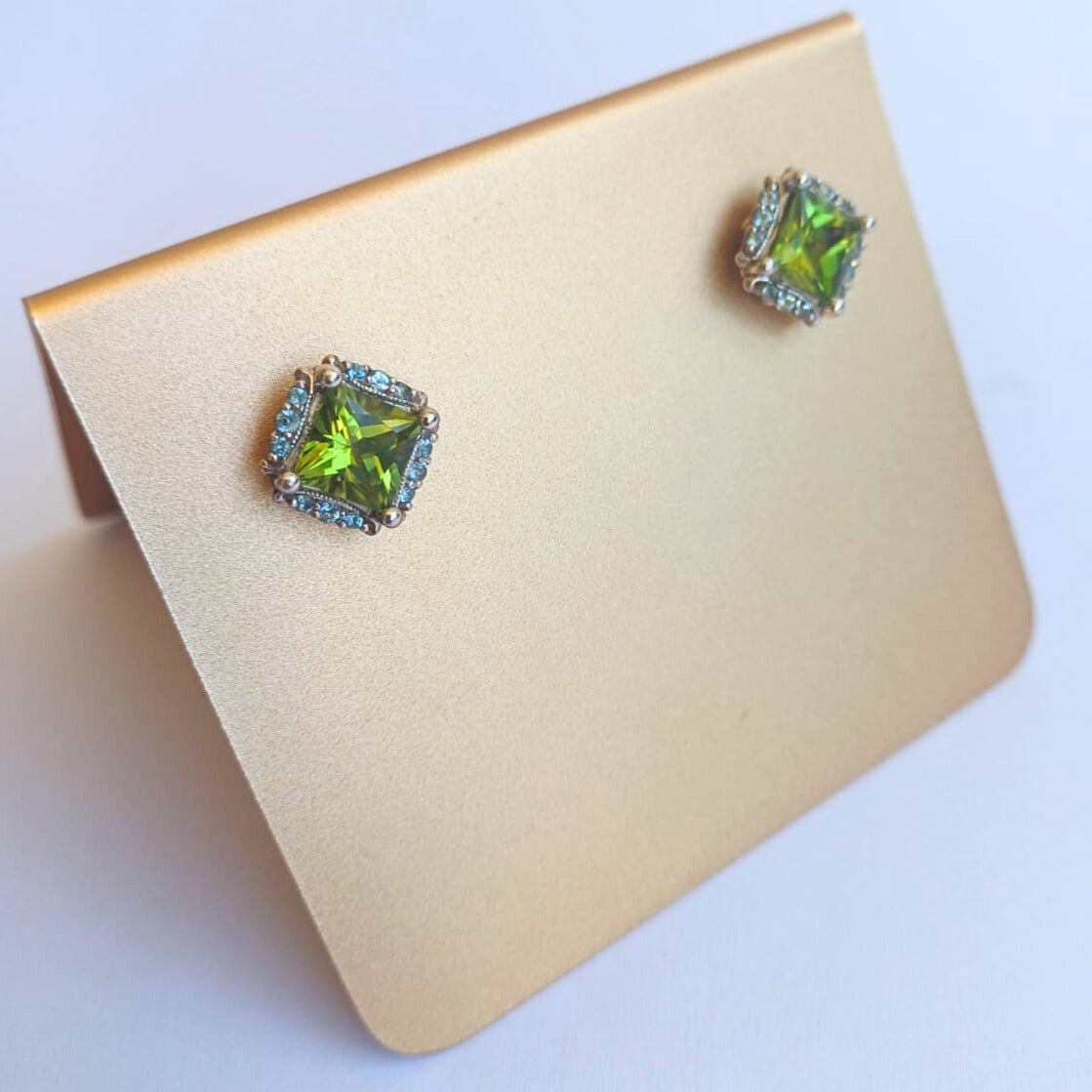 White Gold Peridot & Topaz Stud Earrings