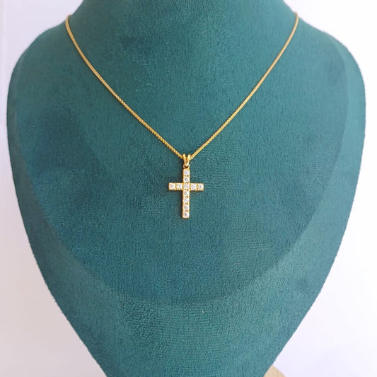 Yellow Gold Diamond Cross Necklace