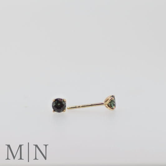 Yellow Gold & Green Tourmaline Stud Earrings