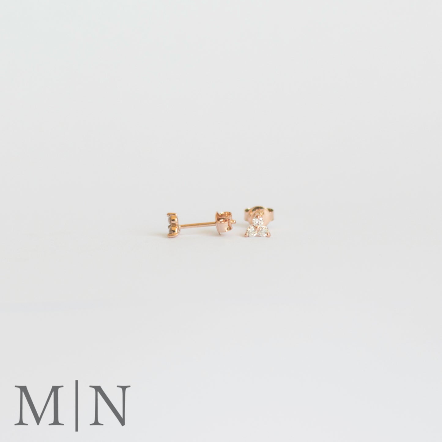 Rose Gold & Diamond Earrings & Stack Ring Set