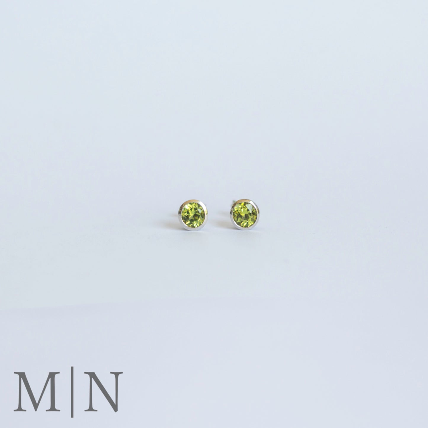 White Gold & Peridot Stud Earrings