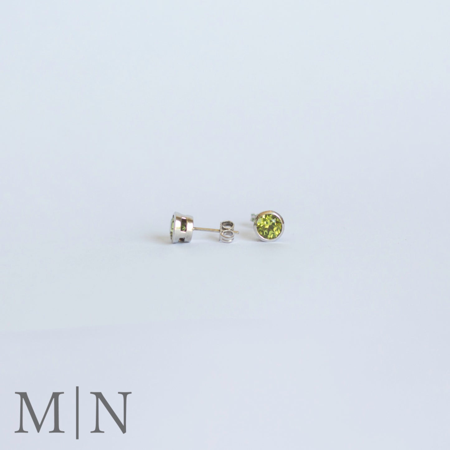 White Gold & Peridot Stud Earrings