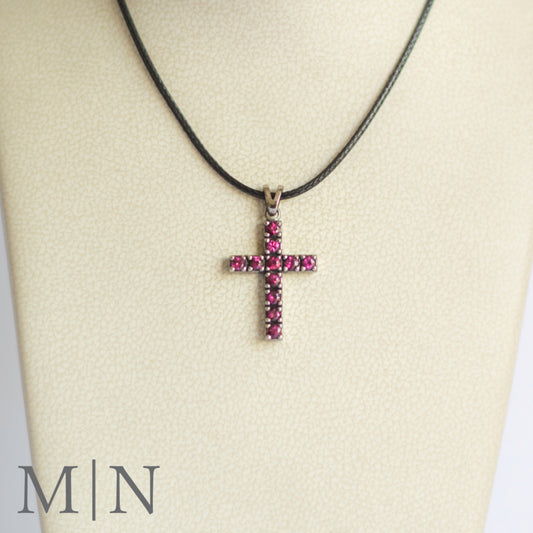 White Gold Ruby Cross Pendant