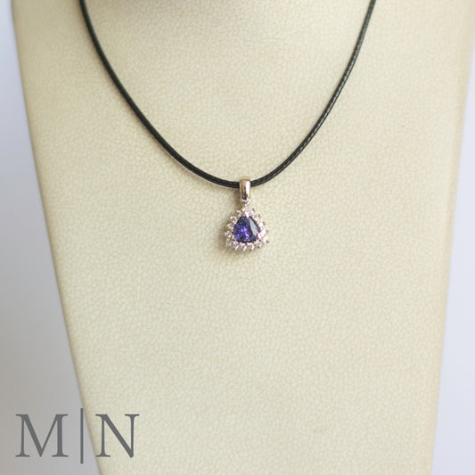 White Gold Tanzanite & Diamond Halo Pendant