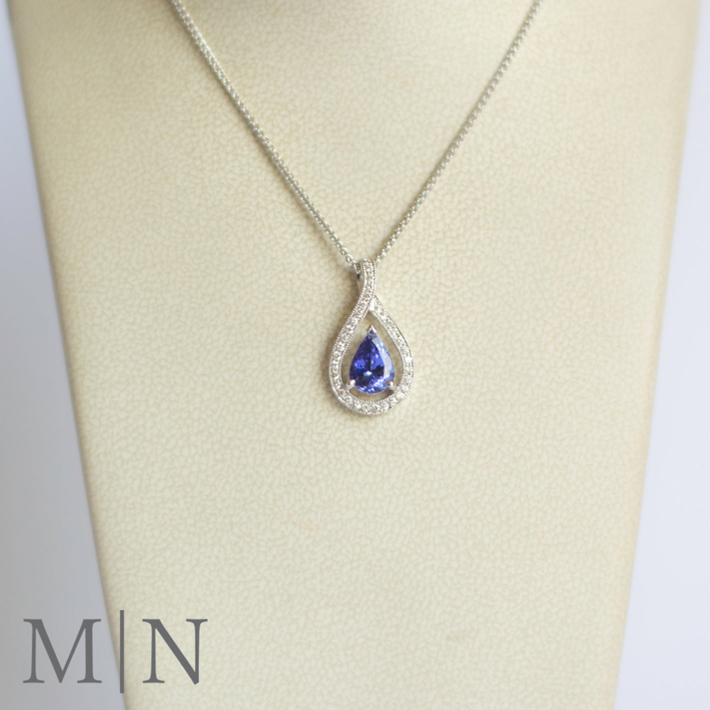 White Gold Tanzanite & Diamond Pendant