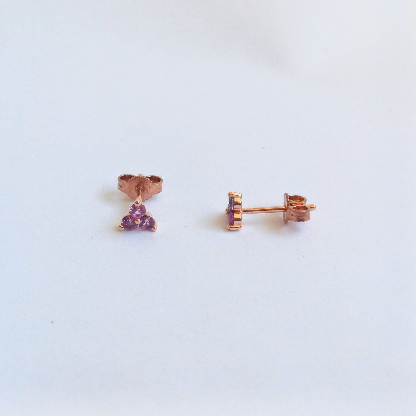 Rose Gold Pink Sapphire Stud Earrings