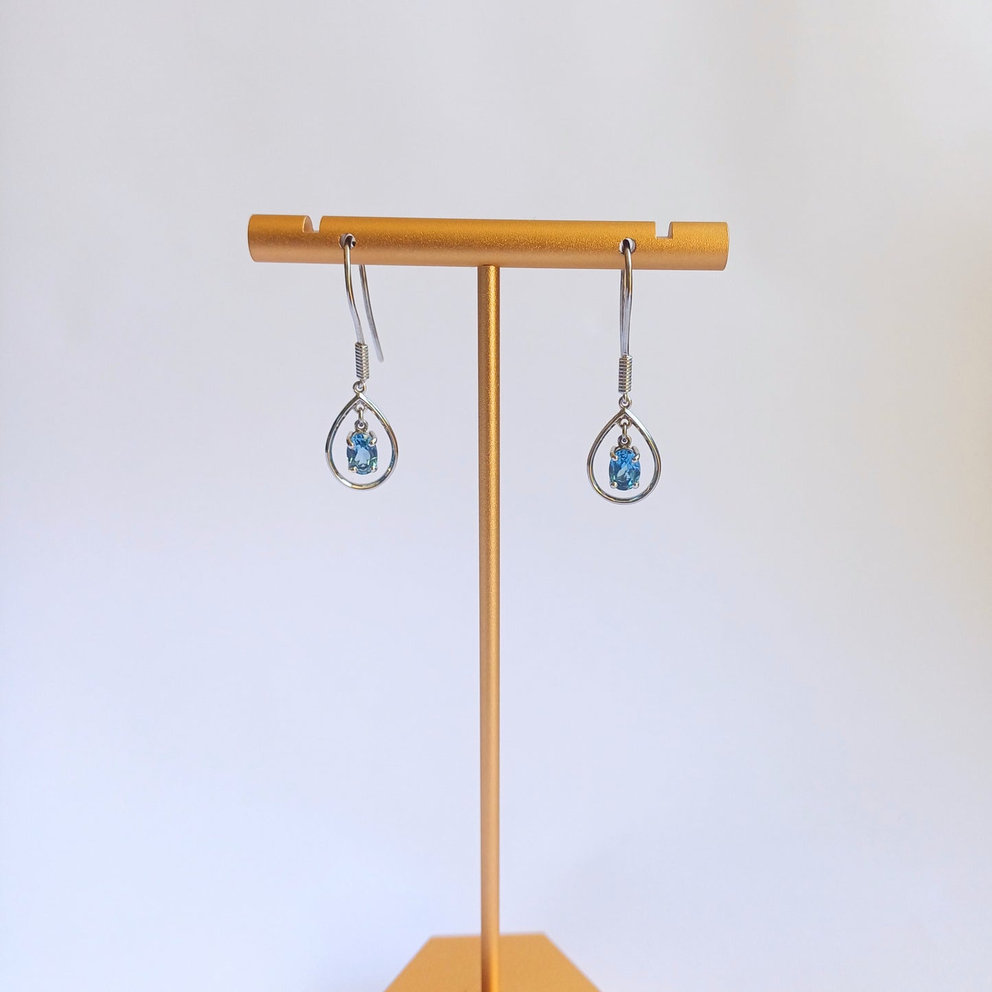 White Gold Topaz Dangle Earrings