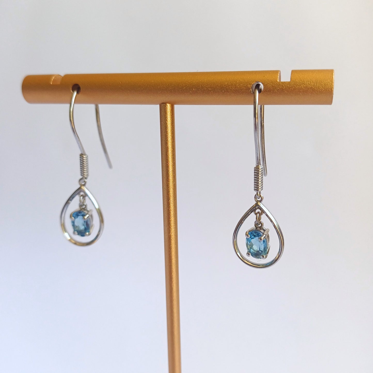 White Gold Topaz Dangle Earrings