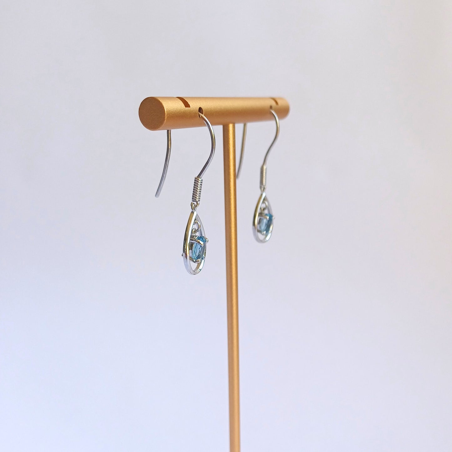 White Gold Topaz Dangle Earrings