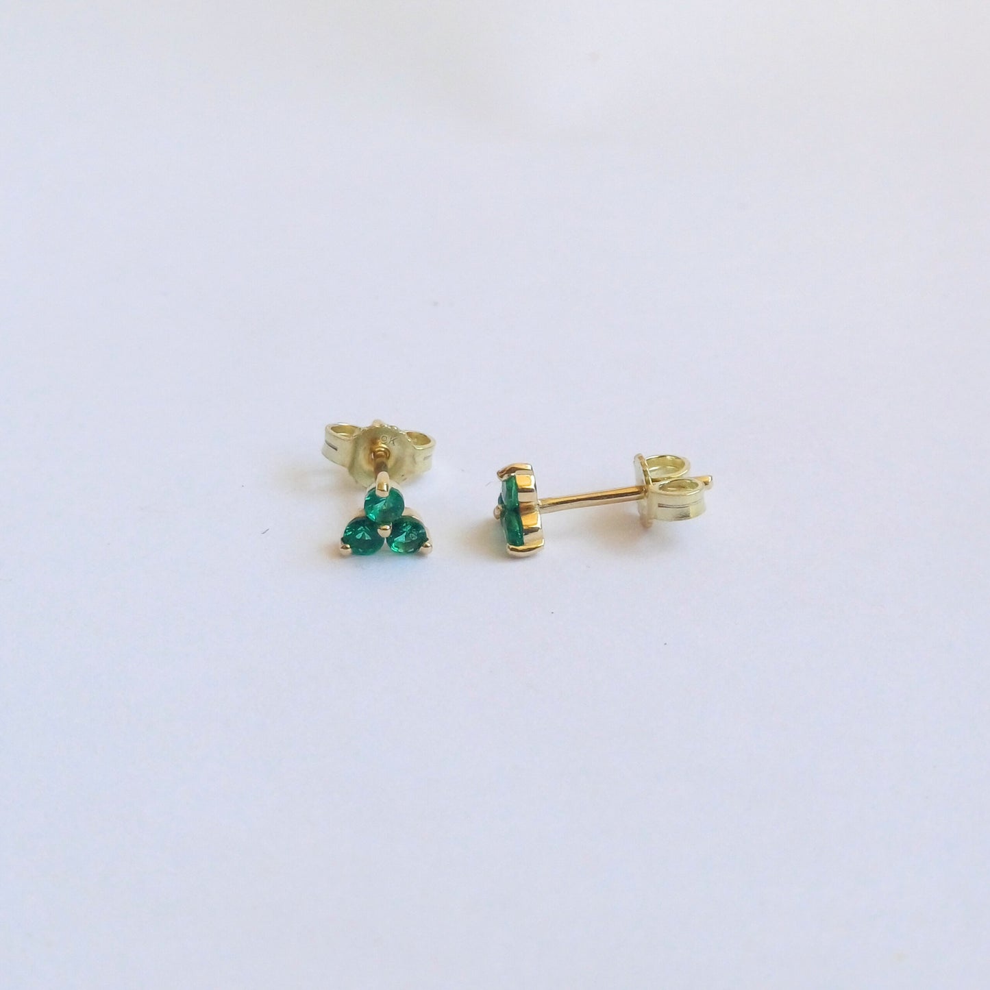 Yellow Gold Emerald Stud Earrings